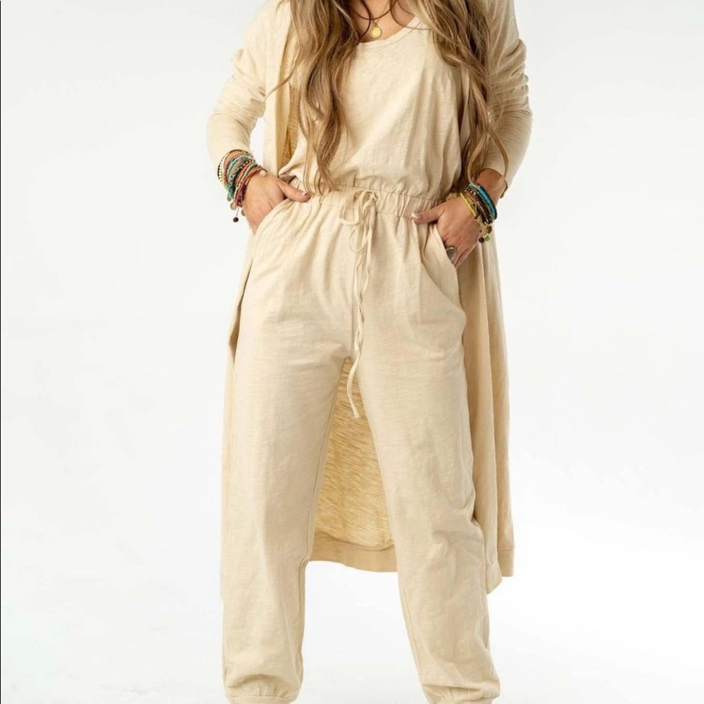 🚨SALE: Oatmeal Jumpsuit With Cardigan